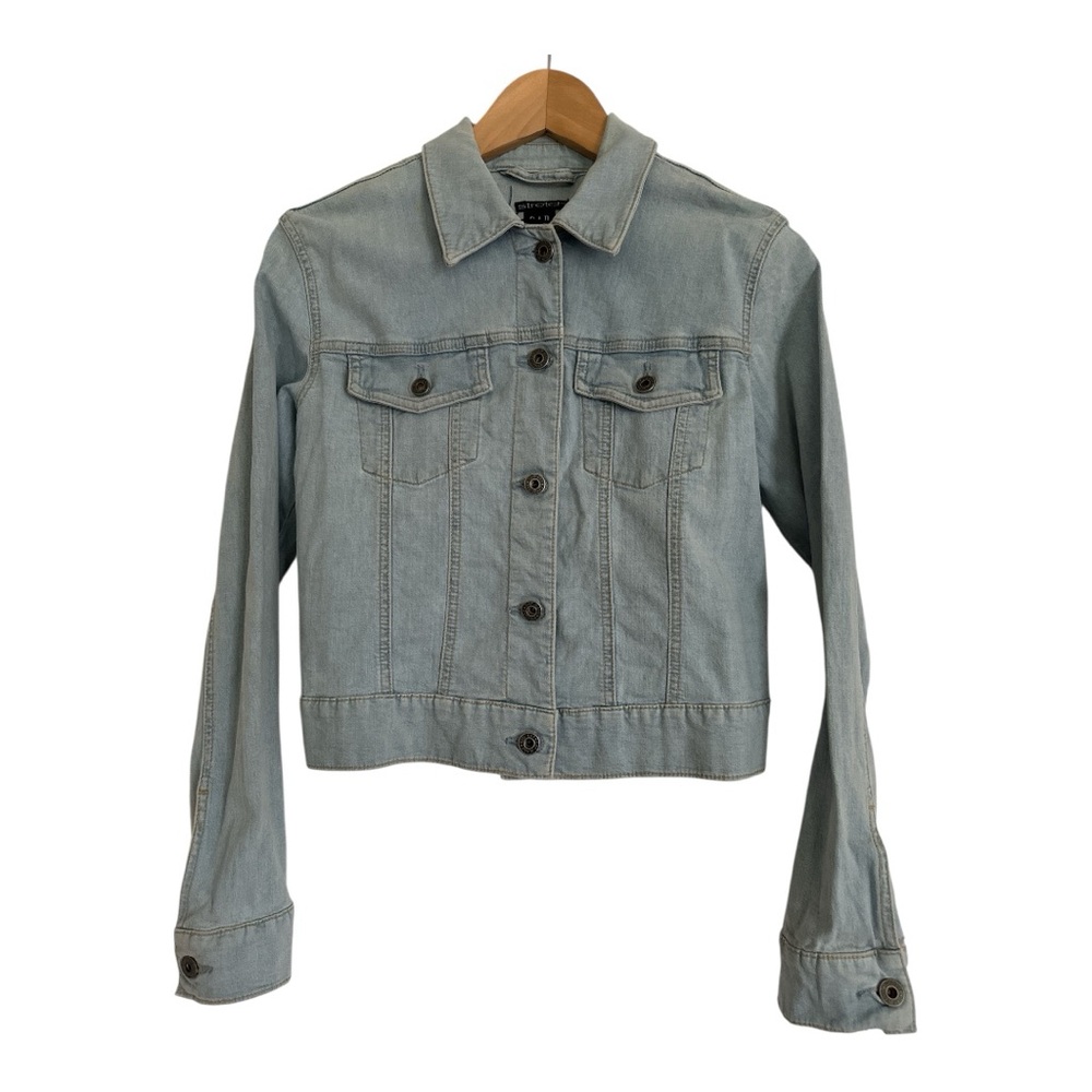 Vintage GAP STRETCH Light Wash Denim Trucker Bomber Jacket size S